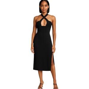 NWT Cocktail Dress, Cross-Front Halter With Side Slit  Midi Dress – XS